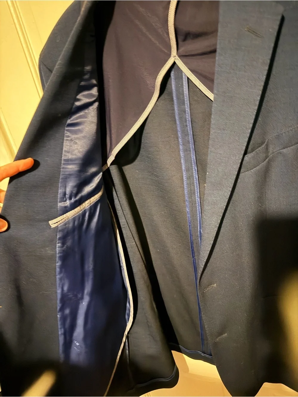 NWOT grand Os Cole Hann Navy Blazer - Classic Two-Button wool Suit Jacket 44L